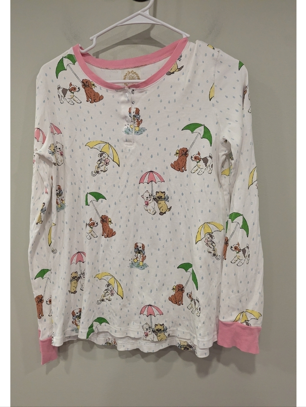The Beaufort Bonnet Company Raining Cats And Dogs Long Sleeve Pajama Top Small